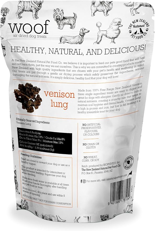 Woof Venison Lung Air Dried Treats