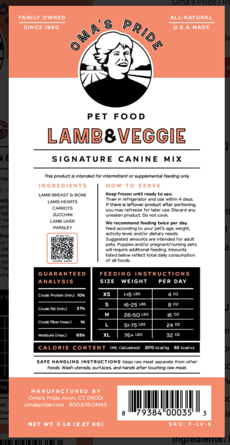 Lamb & Veggie Mix