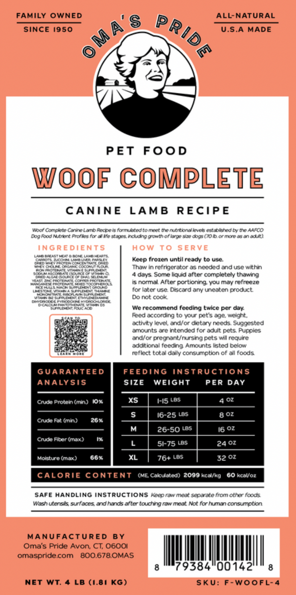 Woof Complete Canine Lamb Recipe