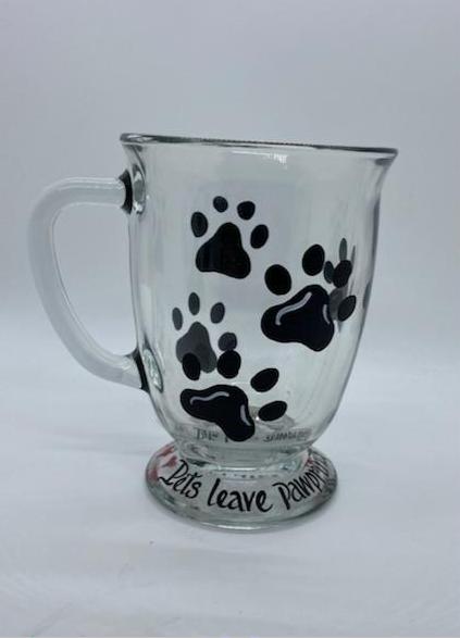 Paw Print Glass Mugs